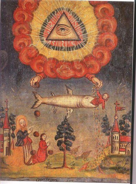 Jonah And The Whale, Alchemy Art, Esoteric Art, Consciousness Art, Psy Art, Occult Art, Seeing Eye, All Seeing Eye, All Seeing