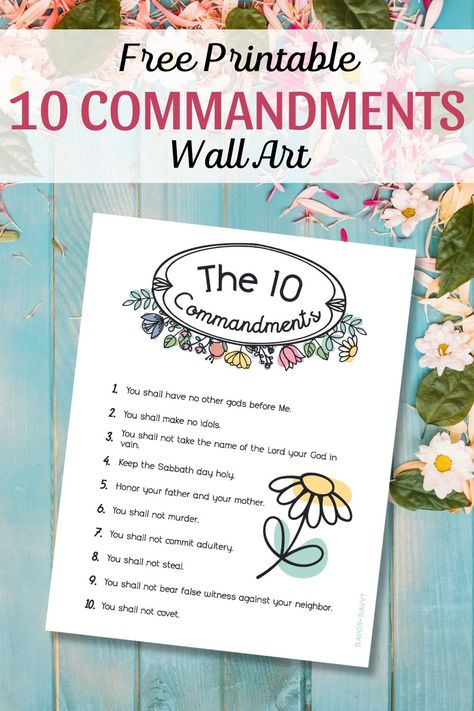 Decorate your home with this free 10 Commandments printable wall art. You can print the U.S. Letter size version or the 8"x10" version if you want to frame it! via @savorandsavvy 10 Commandments Of The Bible Printable, 10 Commandments Printable, Ten Commandments Printable, Cheap Wall Art, Free Wall Art, Personal Bible Study, Bible Printables, S Letter, Simple Wall Art