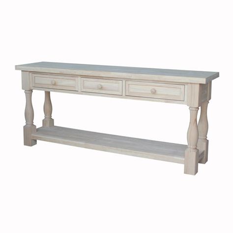 Unfinished Tuscan Console Table Wardrobe And Bathroom, Console With Drawers, Unfinished Wood Furniture, Tuscan Style Homes, Long Console, Tuscan Design, Tuscan Kitchen, Mediterranean Home Decor, Tuscan House