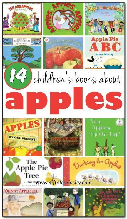 14 books about apples for kids - both fiction and non-fiction selections for kids ages 2-9 #apples #booklist || Gift of Curiosity Books About Apples, Preschool Apple Theme, Books For Preschoolers, Apple Preschool, Apple Unit, Apple Activities, Apple Theme, Fall Preschool, Fallen Book