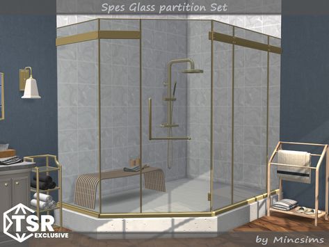 The Sims Resource - Spes Glass Partition Set Sims4 Shower Cc, Sims 4 Dining Room Cc Patreon, Sims 4 Sauna, Sims 4 Showers, Sims 4 Mirror Cc, Sims 4 Shower Cc, Sims 4 Curtains Cc, Sims Kitchen, Glass Shower Wall