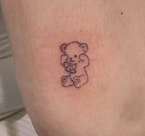 Angry Teddy Bear Tattoo, Teddy Bear With Bow Tattoo, Cinnamon Girl Tattoo, Soft Girl Tattoos, Small Teddy Bear Tattoo, Cute Teddy Bear Tattoo, Little Bear Tattoo, Cute Bunny Tattoo, Cute Bear Tattoo