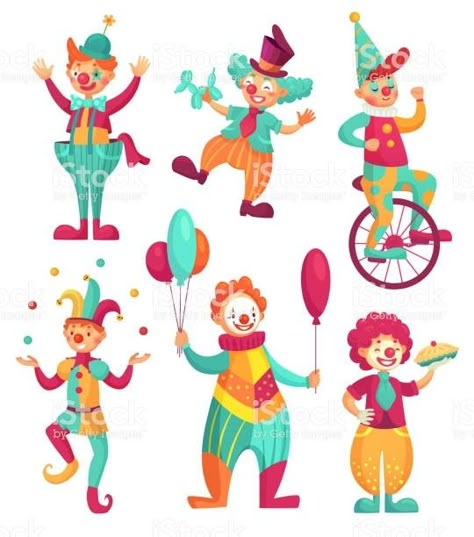 Funny Clowns, Cartoon Clown, Circus Illustration, Circus Characters, Circus Clowns, Clown Nose, Clowns Funny, Clown Illustration, Cute Clown