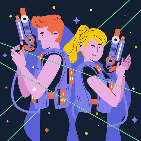 Laser Tag Aesthetic, Laser Game, Sports Illustration, Brand Personality, Laser Tag, Drawn Illustration, Tag Design, Flat Illustration, Art Stuff