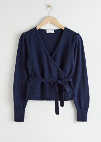 Wool Alpaca Blend Wrap Cardigan - Dark Blue - Cardigans - & Other Stories Leopard Print Ballet Flats, Spring Knitwear, Knitwear Trends, Thrift Flip, Pretty Blouses, Satin Midi Skirt, Blue Cardigan, Wrap Cardigan, Cardigan Sweaters For Women