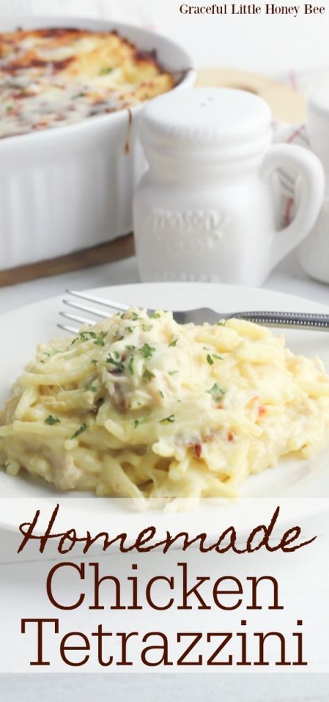 This Homemade Chicken Tetrazzini is full of noodles, cream and all kinds of comfort flavors. I know your family will enjoy this casserole dish for a delicious weeknight dinner. #easyrecipe #casserole #chicken Homemade Chicken Tetrazzini, Chicken Cream Sauce, Casserole Chicken, Dinner Homemade, Chicken Tetrazzini, Chicken Dishes Easy, Cooking Chicken To Shred, Spot It, World Recipes