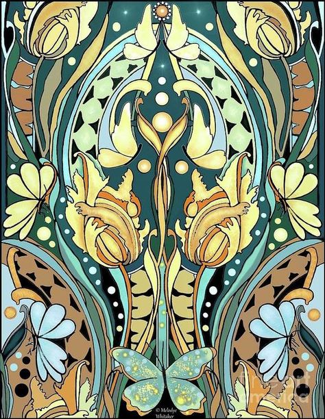 Art Noveau Illustrations, Solarpunk Society, Art Nouveau Design Illustration, Symmetrical Illustration, Art Nouveau Wallpaper, Architecture Art Nouveau, Motifs Art Nouveau, Illustration Art Nouveau, Design Art Nouveau