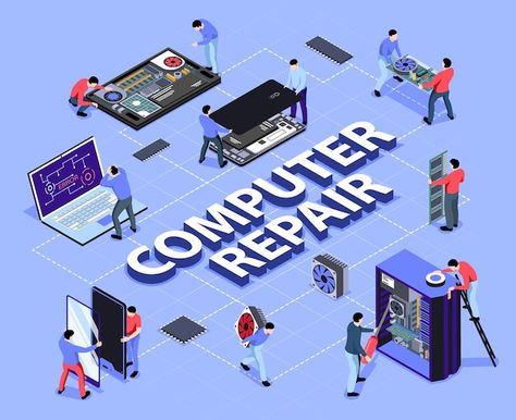 Computer Repair Shop, Macbook Repair, Computer Repair Services, Smartphone Repair, Appliance Repair Service, Computer Service, Phone Logo, Cell Phone Screen, Isometric Design