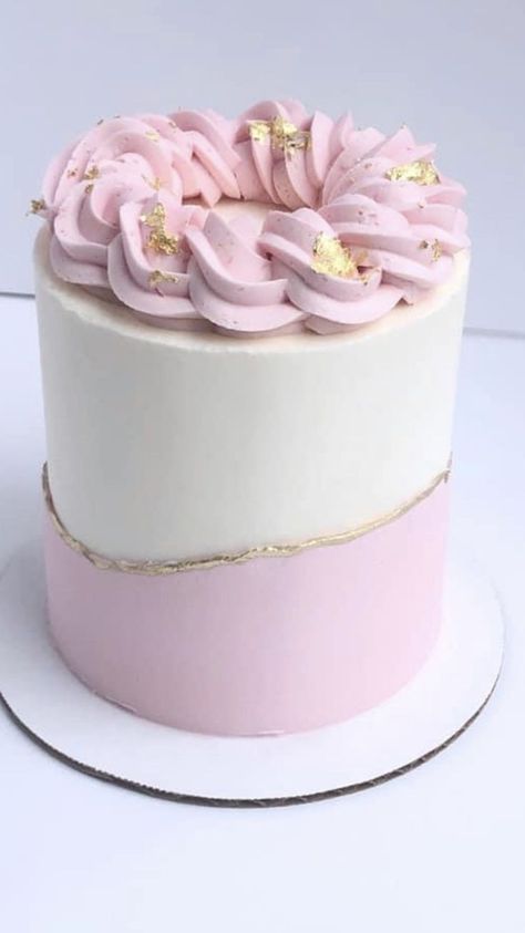 Pink And White Buttercream Cake, Pink Birthday Cake Ideas For Women, Pink And White Cake Ideas, Girl Birthday Cakes Teenage, Elegant Baby Shower Cakes, Simple Pink Cake, Light Pink Cake, Girly Birthday Cakes, Buttercream Cake Designs