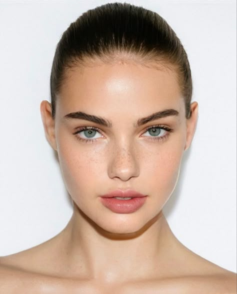 Woman Looking Straight Ahead, Soft Facial Features Woman, B612 Face, Woman Front View, Girl Without Makeup, Face No Makeup, Face Without Makeup, Square Face Makeup, Narrow Face