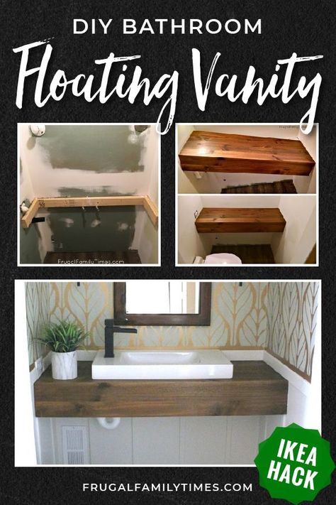 Can you believe we built our floating wood vanity on such a tiny budget? Only $30! (BHG magazine featured it in Feb 2019) We show you how to make this vanity here in this step by step tutorial.  Our DIY version was an IKEA hack - we built it with the Hagaviken sink. Our bathroom was very small - a DIY floating vanity makes it feel spacious. Click through to learn how to make and install a floating wood vanity. We created ours to look like a reclaimed beam. #bathroomdiy #ikeahack #vanity Diy Floating Vanity, Floating Wood Vanity, French Home Decor, Floating Vanity, Wood Vanity, Diy Home Decor On A Budget, Affordable Home Decor, Cheap Decor, Diy Home Decor Projects