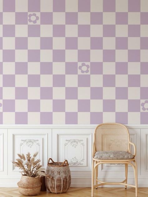 Check Wallpaper, Shabby Chic Wallpaper, Chic Wallpaper, Beige Wallpaper, Pink Gingham, Wallpaper Panels, Purple Flower, Gorgeous Fabrics, New Wallpaper