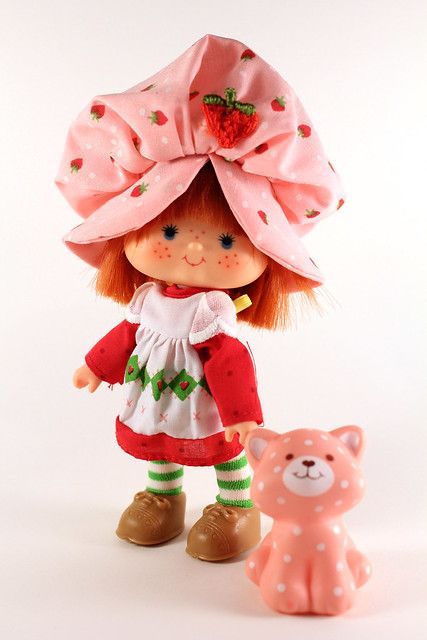 Strawberry Shortcake Doll, Vintage Strawberry Shortcake, Vintage Strawberry, Strawberry Shortcake, Custard, Teddy Bear, Pink, White