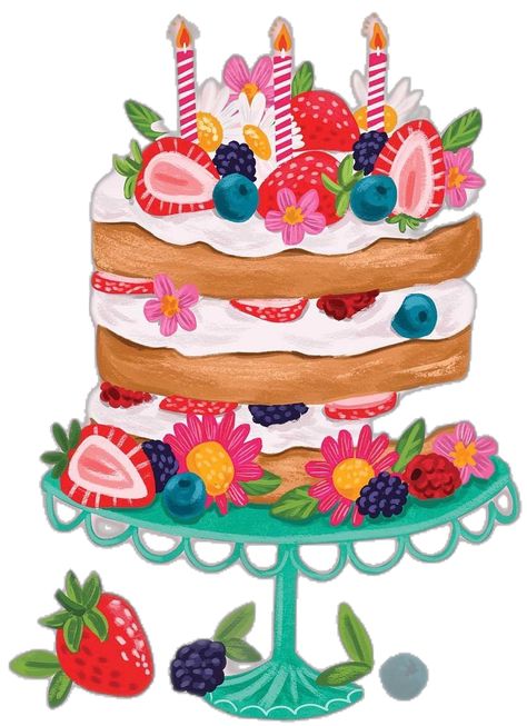 Olivia Gibbs, Cake Illustration, Happy Birthday Greetings Friends, Birthday Illustration, Food Illustration Art, Bday Cards, Birthday Clipart, Happy Bday, Happy Birthday Messages