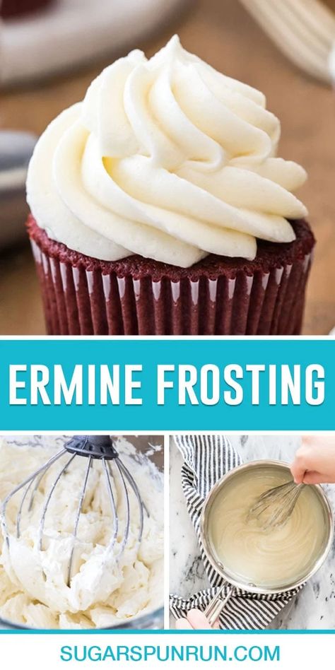 Ermine Frosting - Sugar Spun Run Ermine Icing, Cooked Icing, Boiled Milk Frosting, Milk Frosting, Red Velvet Cakes, Ermine Frosting, Velvet Cakes, Cake Frosting Recipe, Homemade Frosting