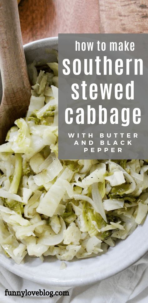 Southern Cooked Cabbage, Best Cooked Cabbage Recipe, Cabbage Boiled Recipes, Cook Cabbage On Stove, Sauted Cabbage Recipe, Cooked Cabbage Recipes Southern, Bacon Grease Recipes, Boiled Cabbage Recipe Southern, Southern Cabbage Recipes