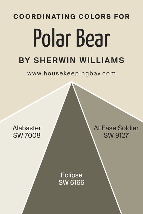 Coordinating Colors of Polar Bear SW 7564 by Sherwin Williams Polar Bear Sherwin Williams, Eclipse Sherwin Williams, Sherwin Williams Eclipse Exterior, At Ease Soldier Sherwin Williams, Sw Eclipse, Sherwin Williams Eclipse, Redo Kitchen, Farmhouse Colors, Things Paint