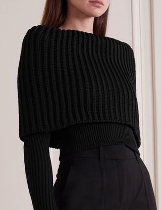 Sweater Off Shoulder, Knitwear Fashion, Strapless Gown, Ribbed Knit Sweater, Source Unknown, Black Rib, Dream Clothes, Knit Scarf, Net A Porter