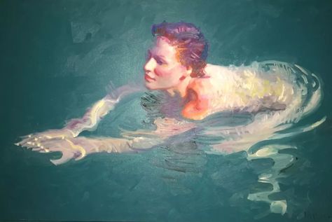 Royal Swim 30x45 Huge Original Painting by John Asaro John Asaro, Representational Art, Figurative Painting, Water Art, Realistic Paintings, Water Painting, Art Website, Museum Of Fine Arts, Figure Painting