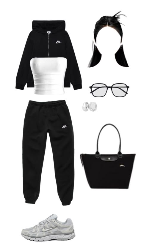 Outfit Creator App, Baggy Black Sweatpants Outfit, Uk Baddie Outfits, Baddie Wishlist, Ootd Meaning, Winter Baddie Outfits Casual, Comfy Cute Airport Outfit, Trendy Baddie Outfits, Cute Black Outfits