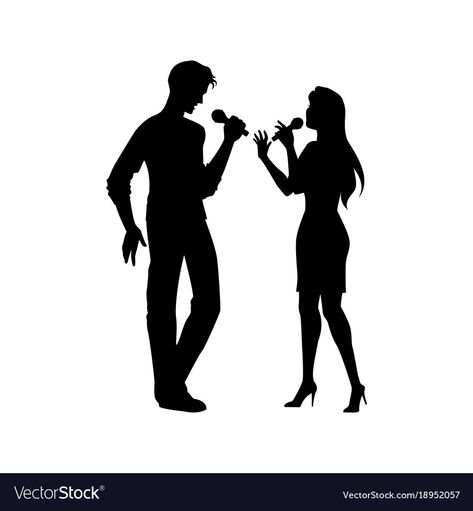 Singing Silhouette, Man Singing, Singing Drawing, Singing Together, Singing Contest, Singing Quotes, Woman Singing, Music Drawings, School Painting