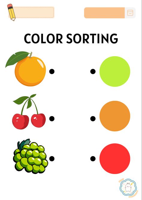 MATCHING FRUITS COLORS Shape Matching, Matching Colors, Montessori Activities, Matching Games, Kindergarten Activities, Preschool Activities, Color Matching, Kindergarten, Preschool