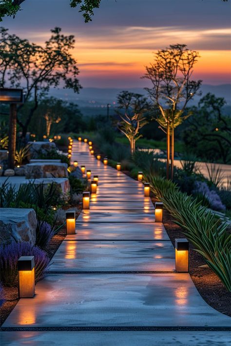 Front Yard Transformation, Pathway Lighting Ideas, Resort Backyard, External Stairs, Path Lighting Ideas, Yard Transformation, Garden Walkways, Rock Pathway, Path Lighting