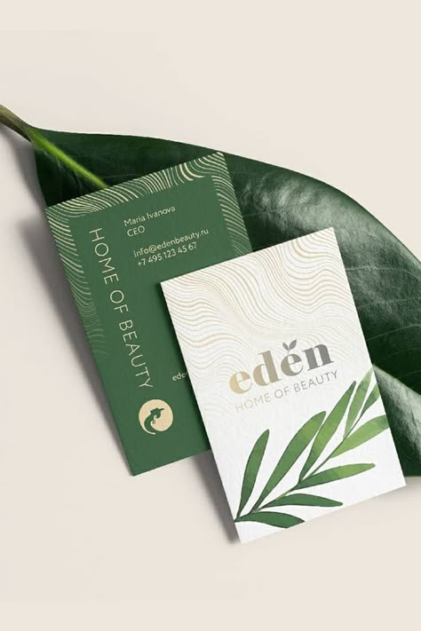 Card Branding Design, Cosmetic Business Cards, Design With Nature, Spa Logo Design, Beauty Salon Business Cards, Unique Business Cards Design, Graphic Packaging, Beautiful Business Card, Beauty Business Cards