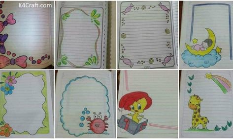 Easy Border Designs for Project File Pages Easy Border Designs, Designs For Project, Pencil Topper Crafts, Bee Hive Craft, Easy Toddler Crafts, Sunflower Crafts, Frog Crafts, Diy Pencil, Craft Images