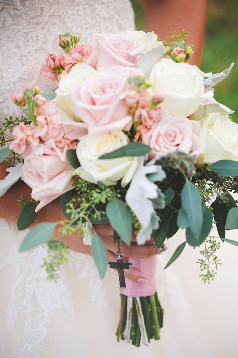 Muted Color Wedding, Pastel Wedding Flowers Bridal Bouquets, Light Pink Bridal Bouquet, Pink Rose Wedding Bouquet, Church Reception, Pastel Pink Weddings, Greenery Wedding Bouquet, Bridal Party Bouquets, Pastel Wedding Flowers