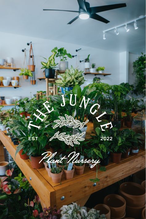 The Jungle Brand Identity Design- Brand Designer Plant Logos Design, Plant Nursery Signage, Plants Shop Design, Plant Business Branding, Plant Shop Branding Design, Garden Branding Design, Plant Nursery Branding, Flower Shop Branding Design, Plant Store Branding