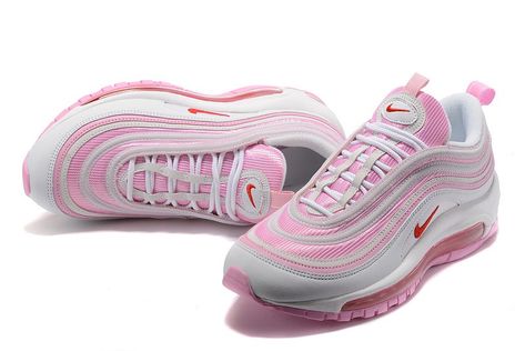 Nike Air Max 97 GS ' I Love Nike ' White/Red-Flame-Pink Running Shoes Design, Cheap Nike Air Max, Jogging Shoes, Sneakers Running, Sport Shoes Women, Womens Running, Hype Shoes, Men Sneakers, Running Shoes Nike