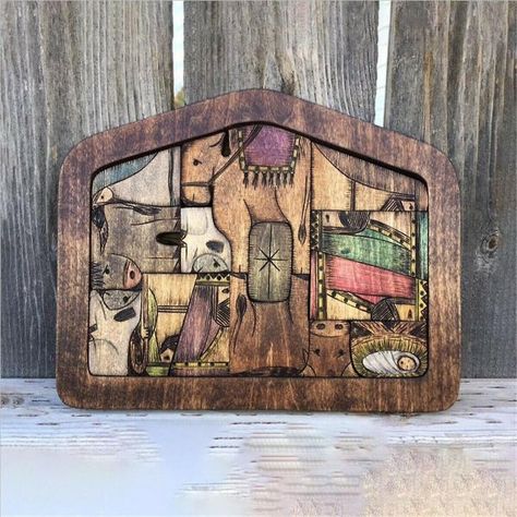 Nativity Puzzle with Wood Burned Design,Wooden Jesus Puzzle Game Toy set | Trade Me Marketplace Nativity Puzzle, Nativity Scene Sets, Wooden Nativity, 3 Wise Men, Unisex Christmas Gifts, Holiday Symbols, Wood Burn Designs, Wood Puzzles, Wooden Jigsaw Puzzles