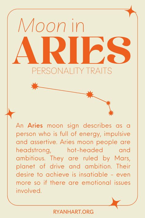 Aries Personality Traits, Aries Moon Sign, Astrology Journal, Leo Aries, Moon In Aries, Aries Moon, Aries Personality, Astrology Meaning, Chart Astrology