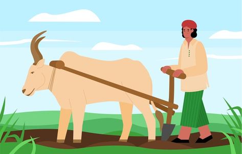 Animal Farm, Blessed Mother, Ox, Flower Drawing, Premium Vector, Wind Sock, Farmer, Graphic Resources, Cow