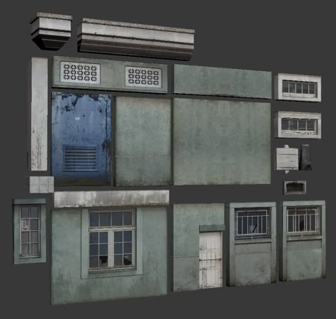 Game Textures, Environment Props, Diy Shadow Box, Concept Art Tutorial, Props Art, Game Environment, Low Poly Art, 3d Building, Modular Building