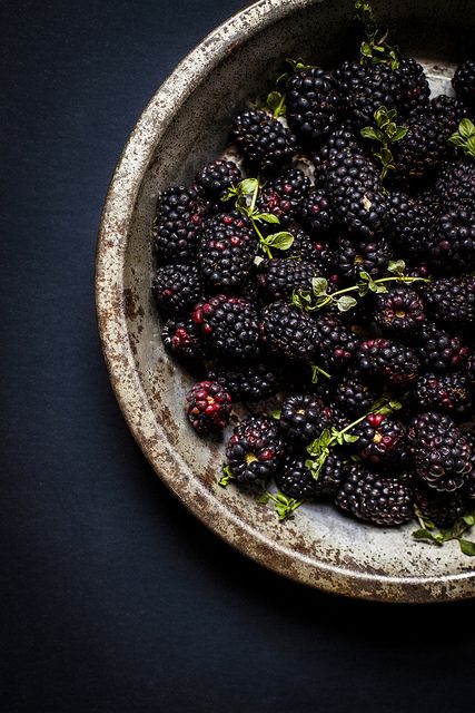 Blackberries + thyme Food Photography Styling, Fruit And Veg, Beautiful Food, Goat Cheese, Fruits And Veggies, A Bowl, Food Styling, Thyme, Food Photo