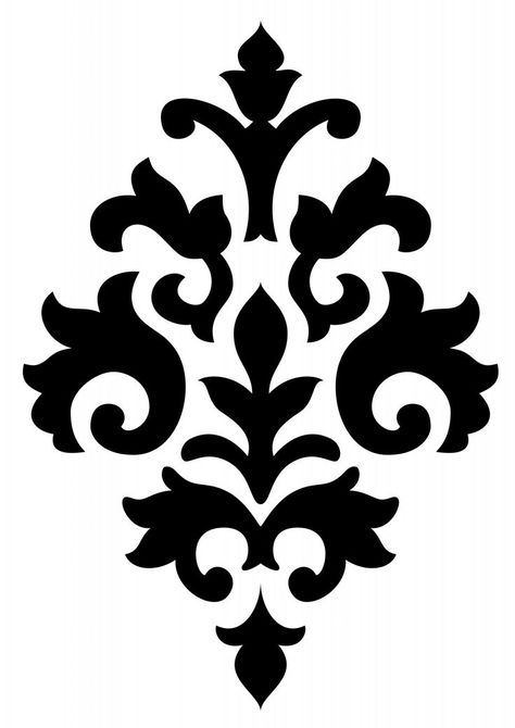 Decorative Symbols, Flower Stencil Patterns, Stencil Patterns Templates, Flower Pattern Drawing, Damask Stencil, Motif Art Deco, Stencils Printables, Baroque Design, Flower Stencil