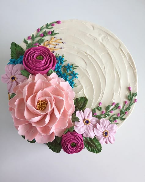 Torte Creative, Cake Decorating For Beginners, Buttercream Flower Cake, Torte Cupcake, Cake Decorating Ideas, Easy Cake Decorating, New Cake, Buttercream Flowers, Cupcake Cake