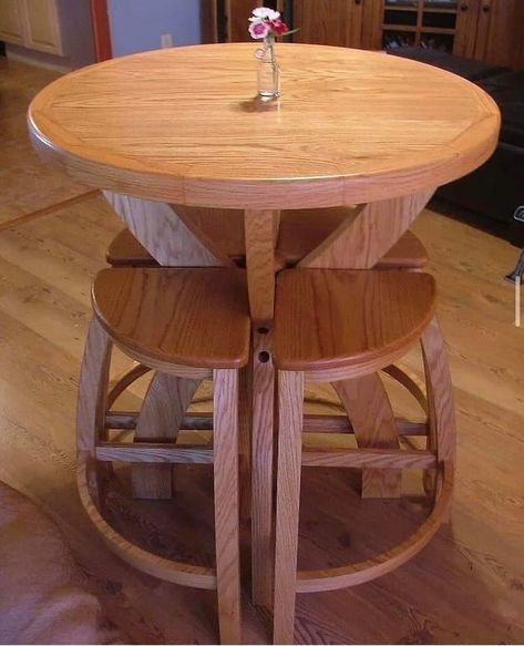 Round Wooden Dining Table, Bistro Table Set, Unique Dining Tables, Kitchen Table Decor, Small Chair, Kitchen Furniture Design, Wooden Dining Tables, Cool House Designs, Bistro Table