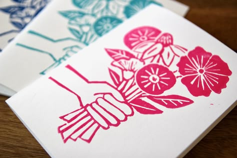 Thank You Lino Print, Linocut Art Ideas Flowers, Birthday Card Lino Print, Block Print Birthday Card, Lino Print Birthday Cards, Lino Birthday Card, Linocut Greeting Cards, Linocut Thank You Cards, Linocut Birthday Cards