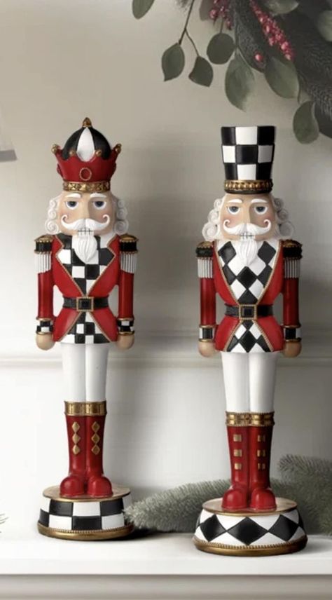 Nutcracker Christmas Club (Official JPC) | These are from wayfair and they come as a set. | Facebook Custom Nutcracker Ideas, Unique Nutcracker Ideas, Nutcracker Color Scheme, Red And White Nutcracker, Snowman Nutcracker Painting Ideas, Nut Crackers Christmas Decorations Diy, Gothic Nutcracker, Diy Painted Nutcracker, Painted Nutcracker Ideas