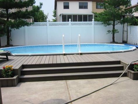 Inground Pool Cost, Semi Inground Pool, Deck Piscina, Pool Cost, Pool Deck Plans, Semi Inground Pools, Swimming Pool Decks, Pools Backyard Inground, Above Ground Pool Landscaping