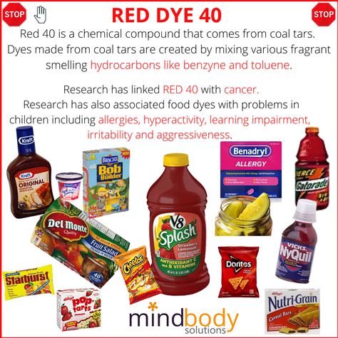 Red #40 dye Red Dye 40 Foods To Avoid, Foods That Have Red Dye 40, Healthy Red Dye Free Snacks, Red Dye Alternative, Removing Red Dye 40 From Diet, Red40 Dye, Toxic Food Additives, Artificial Food Dye, Drinks Without Red Dye 40