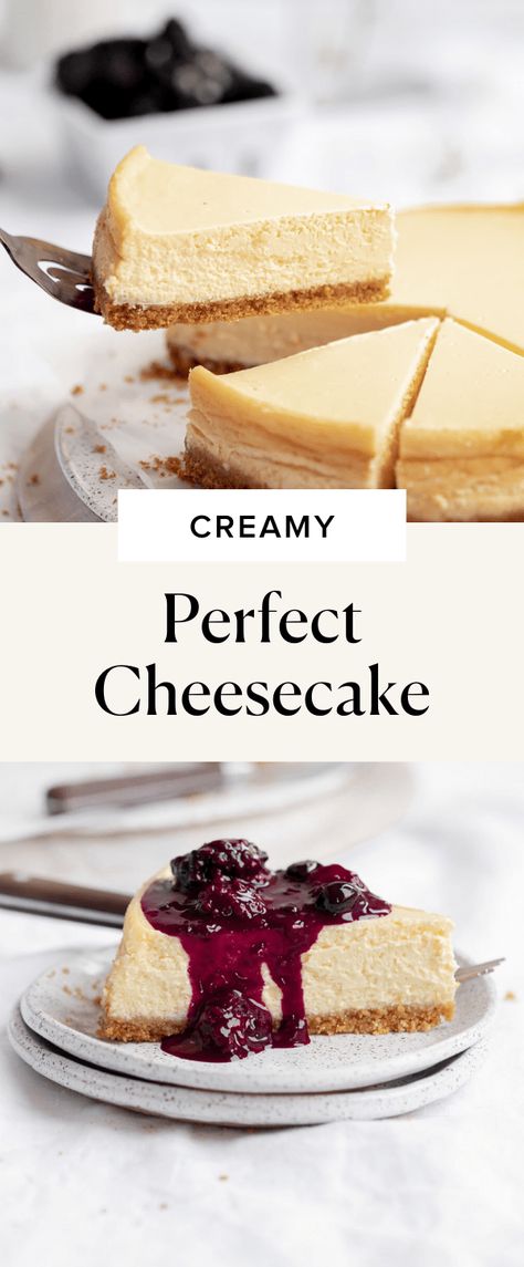 Perfect Cheesecake - Broma Bakery Simple Cheesecake Recipe, Unhealthy Desserts, Basic Cheesecake Recipe, Best Cheesecake Recipe, The Perfect Cheesecake, Simple Cheesecake, Basic Cheesecake, Perfect Cheesecake Recipe, Perfect Cheesecake