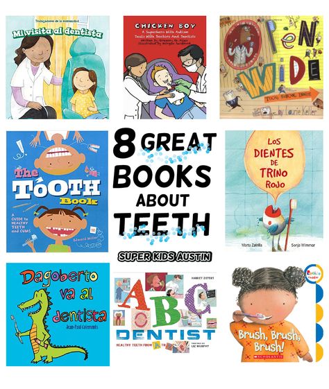 Books to promote dental health for young children who may fear the dentist. Dental Health Books, Chicken Boy, Going To The Dentist, World Cat, The Dentist, Local Library, Health Books, Early Education, Reading Books