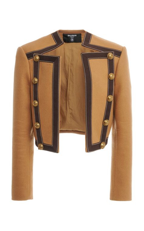 Grosgrain-Trimmed Wool-Cashmere Jacket by BALMAIN Now Available on Moda Operandi Cropped Military Jacket, Balmain Jacket, Balmain Fashion, Cashmere Jacket, Casual Tops For Women, Mode Vintage, Military Fashion, Crop Jacket, Moda Operandi