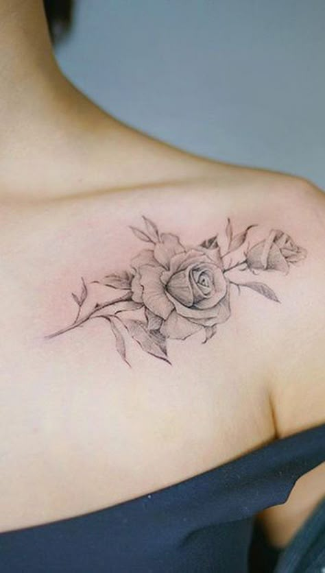 Simple Rose Tattoo on Shoulder - MyBodiArt.com Tattoo Special, Tattoos About Mom, Simple Rose Tattoo, Tattoos Cross, Rose Shoulder Tattoo, Rose Tattoos For Women, Small Rose Tattoo, Skeleton Hand Tattoos, Back Of Shoulder Tattoo