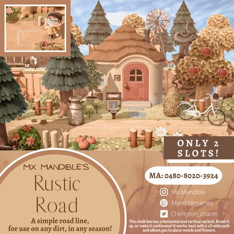 Path Ideas, Path Design, Animal Crossing Pocket Camp, Road Design, New Animal Crossing, Animal Crossing Game, Dirt Road, Island Getaway, Animal Crossing Qr