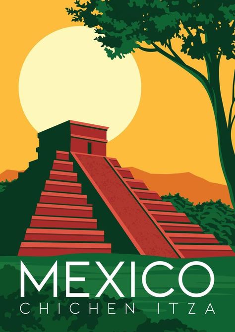 Mexico Travel Poster, Landmark Poster, Wal Art, Wall Art Aesthetic, Aesthetic Home Decor, Illustration Background, National Park Posters, Park Art, Rustic Wall Art